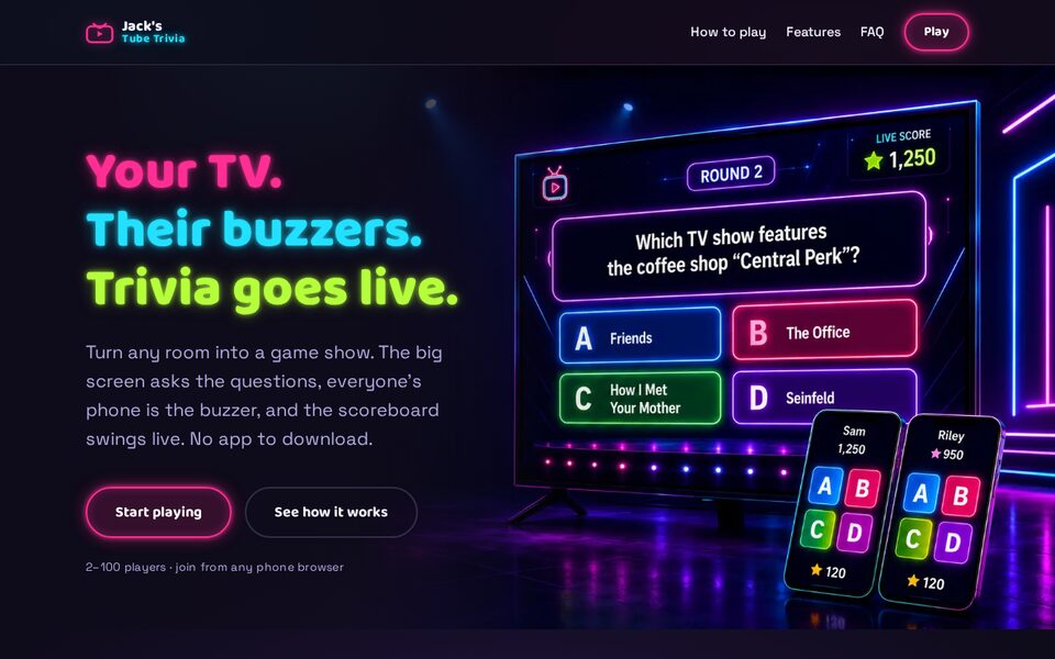 Jack's Tube Trivia website screenshot