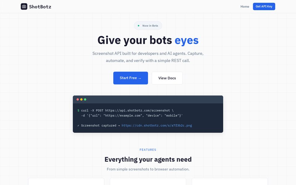 ShotBotz website screenshot