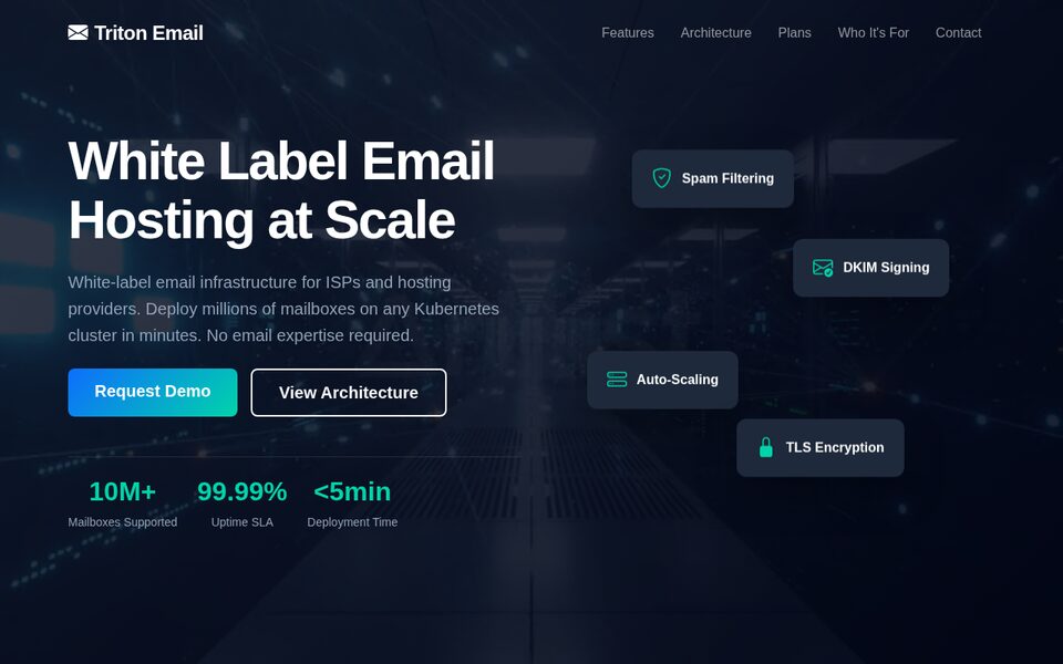 Triton Email website screenshot