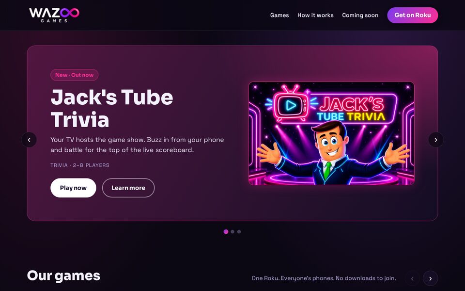 Wazoo Games website screenshot