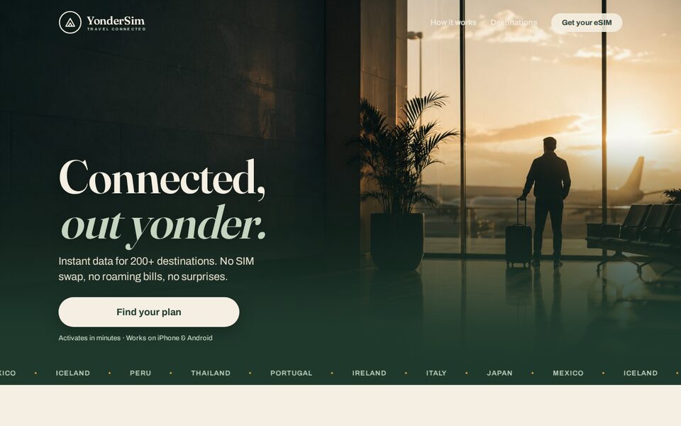 YonderSim website screenshot